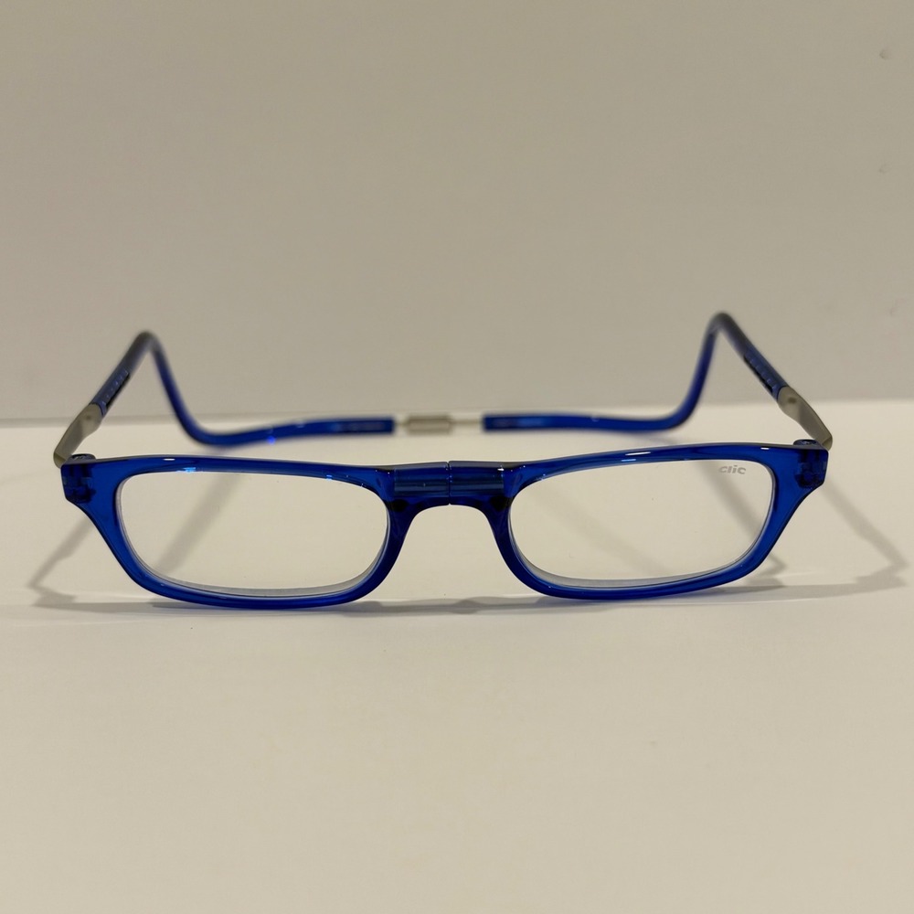 CliC Magnetic Front Connection Reading Glasses Frames Blue Rectangular XXL